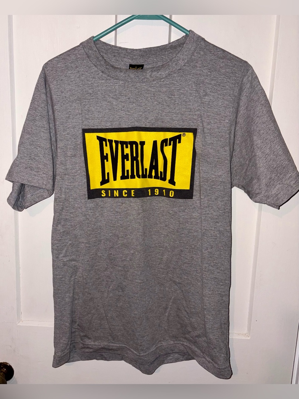 Everlast Gray Short Sleeve Tee with Yellow Logo Youth Boys size 18(XL)